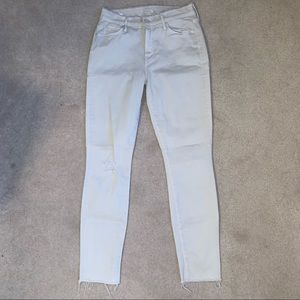 Mother Denim White Skinny Jeans Size 27 Raw Hem